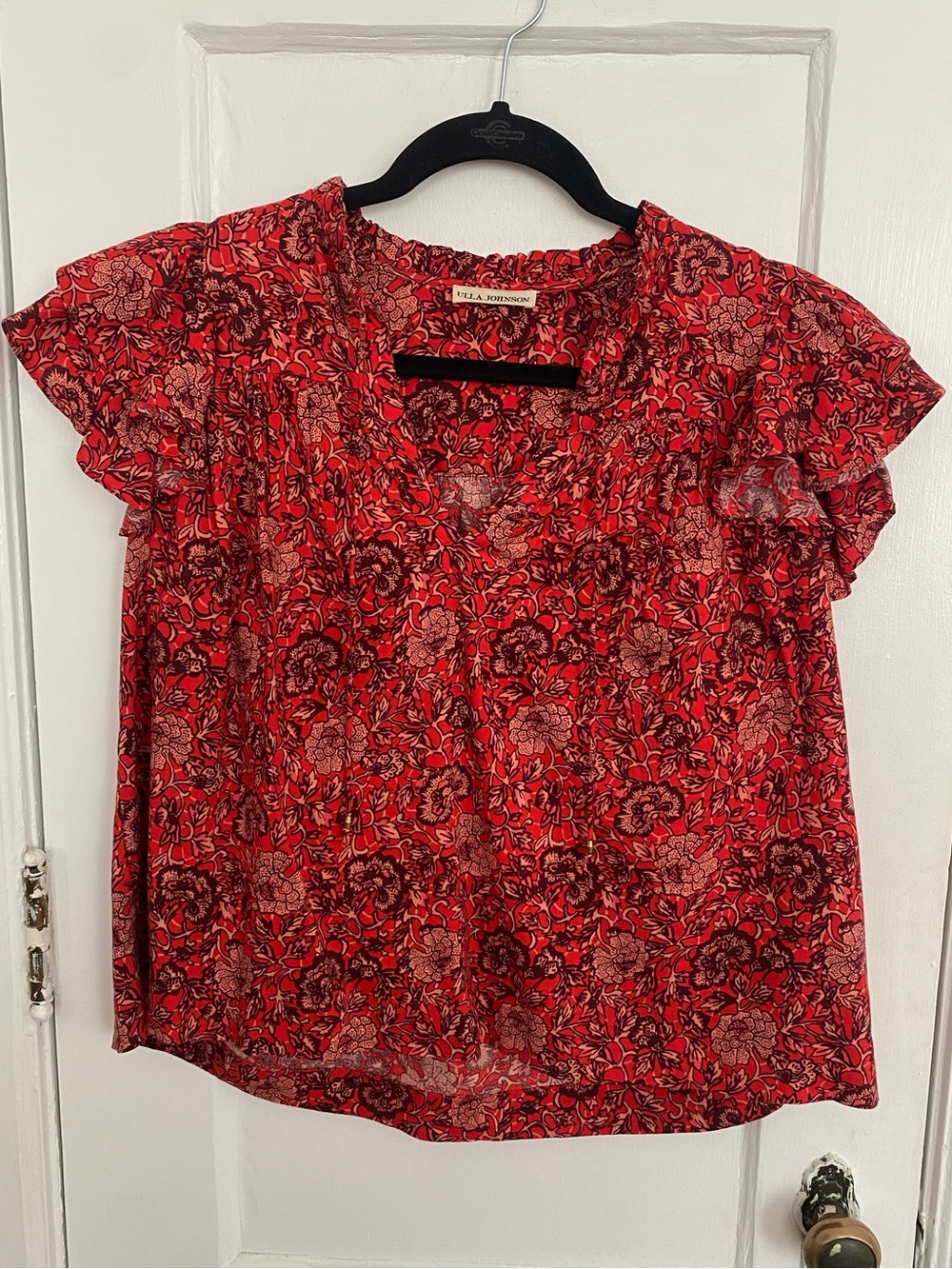 Ulla Johnson Gabi Top Poppy Floral Ruffle Flutter Sleeve Blouse Size 0